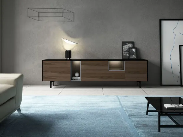 Low Madia Lug in wood with metal feet by Fimar