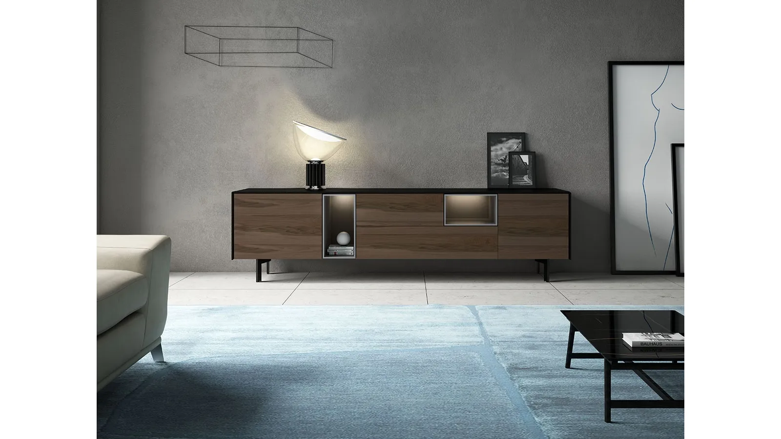 Low Madia Lug in wood with metal feet by Fimar