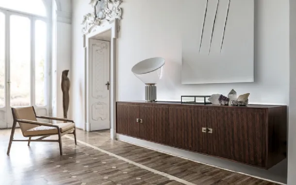 Oriental Up suspended sideboard in Rosewood decorated by Alivar