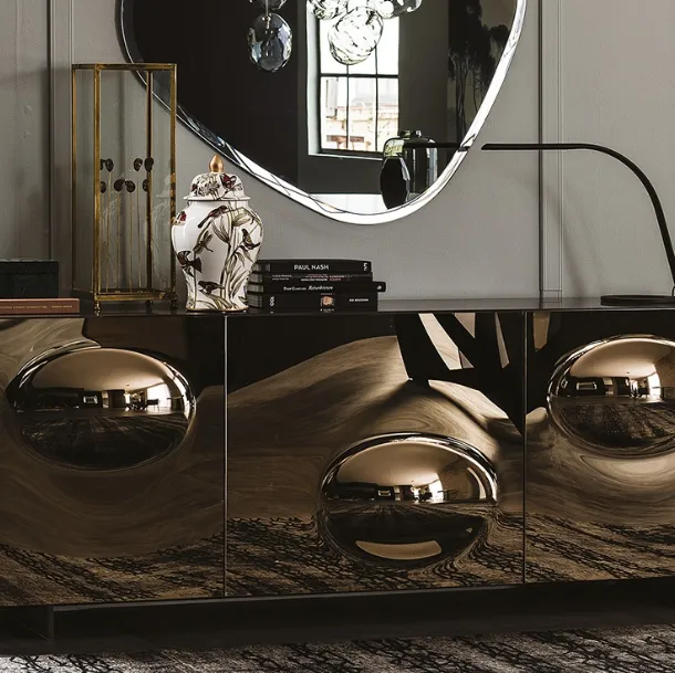 Madia with Paramount convex glass doors by Cattelan Italia
