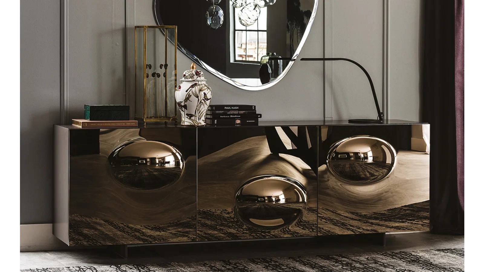 Madia with Paramount convex glass doors by Cattelan Italia