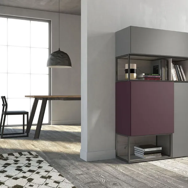 Tall Madia Rebel MR 01 in matte cement and gentian lacquer by Fimar