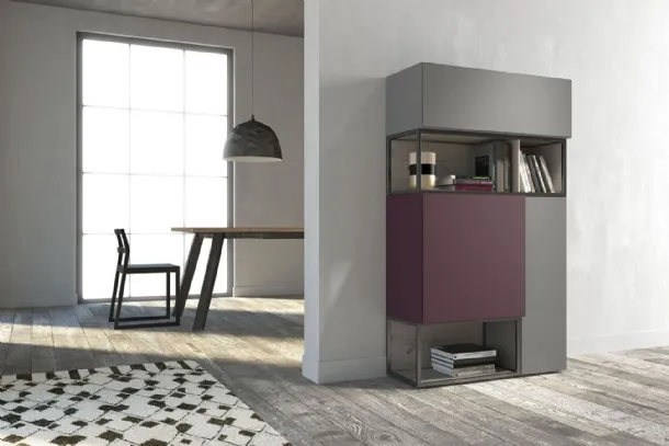 Tall Madia Rebel MR 01 in matte cement and gentian lacquer by Fimar