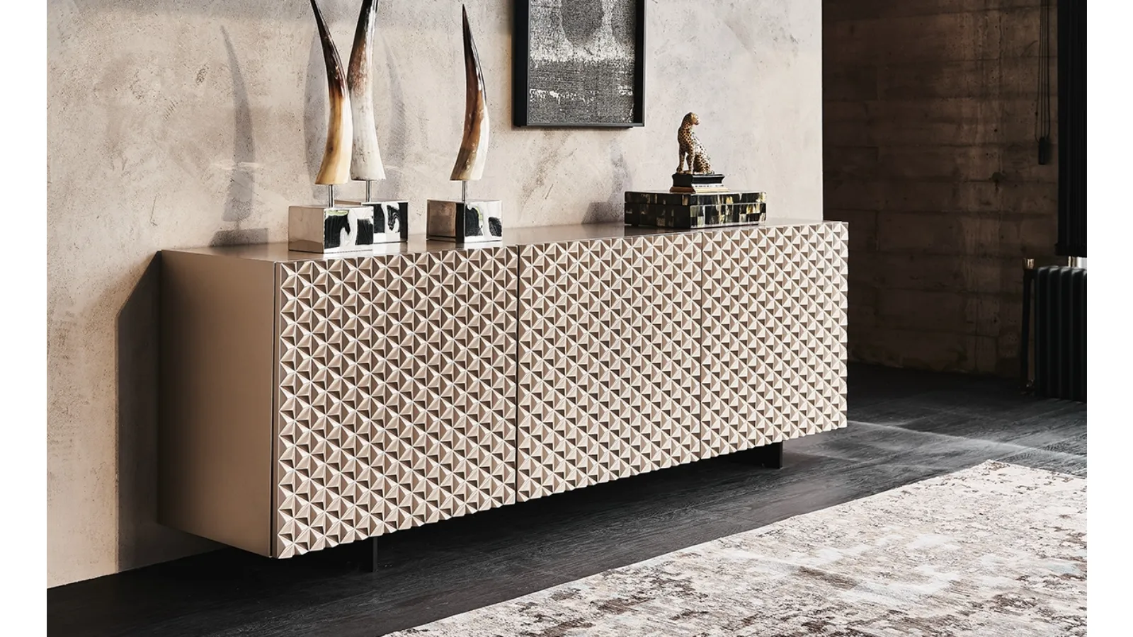 Royalton wooden sideboard with lacquered polyurethane doors by Cattelan Italia
