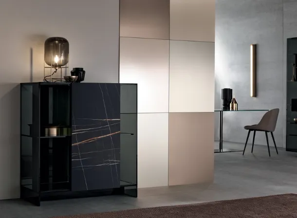 Shoji Cabinet in glass and ceramic by Tonelli