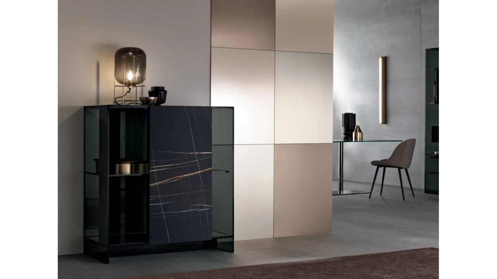 Shoji Cabinet in glass and ceramic by Tonelli