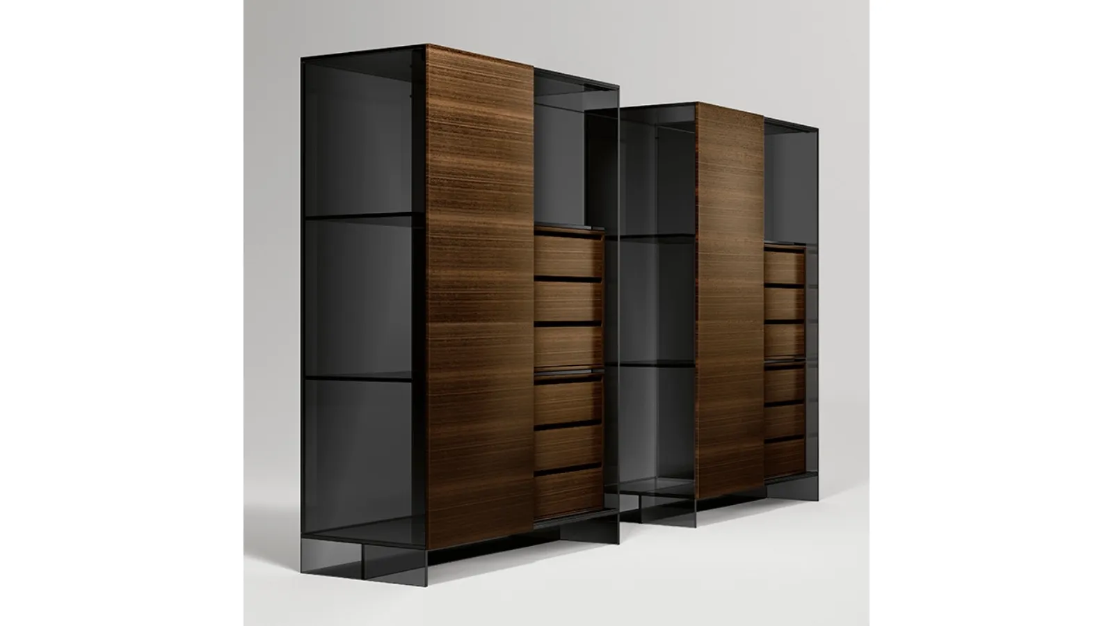 Shoji Cabinet in glass and wood by Tonelli