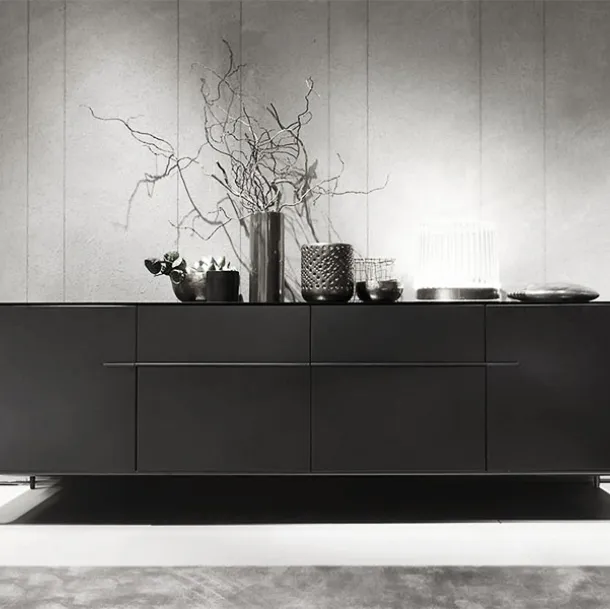 Madia Side in matte lacquer with four doors and acrylic stone top by Alivar
