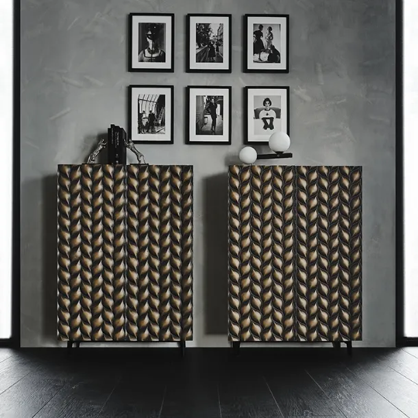 Embossed wood sideboard with painted steel legs Spiga by Cattelan Italia