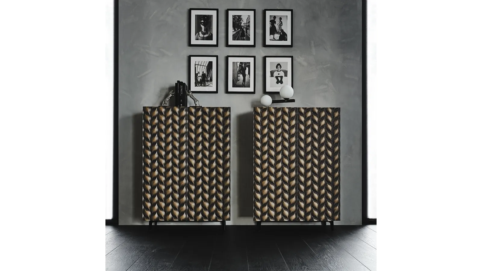 Embossed wood sideboard with painted steel legs Spiga by Cattelan Italia