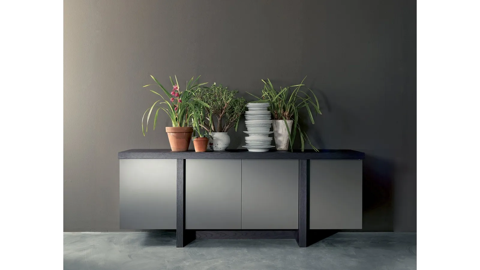 Madia T Line in slate lacquer and lava elm by Fimar