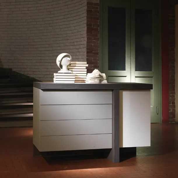 Madia T Line in matte lacquer winter, quartz and lead elm by Fimar