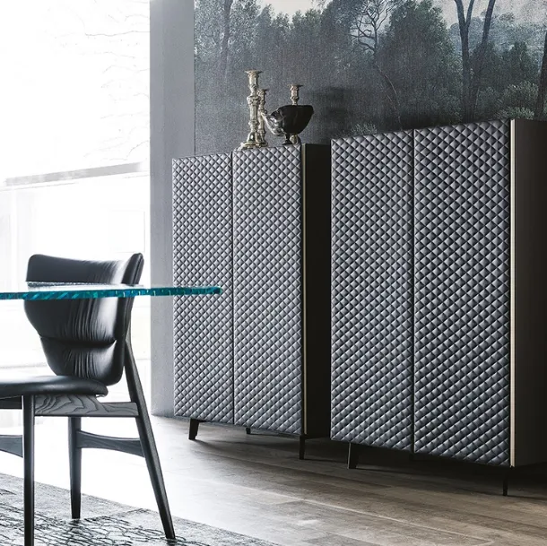 Tiffany wooden sideboard with quilted leather doors by Cattelan Italia