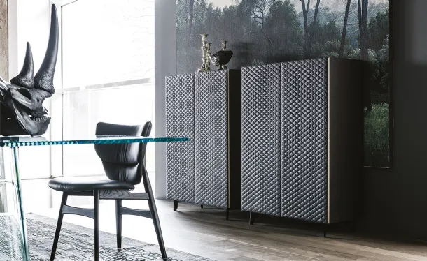 Tiffany wooden sideboard with quilted leather doors by Cattelan Italia