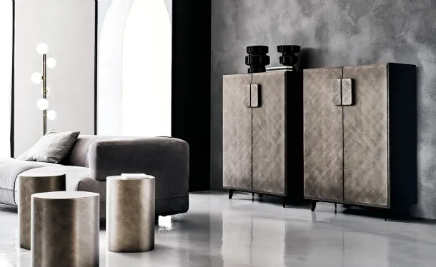 Wooden sideboard with doors in Brushed Grey Tudor finish by Cattelan Italia