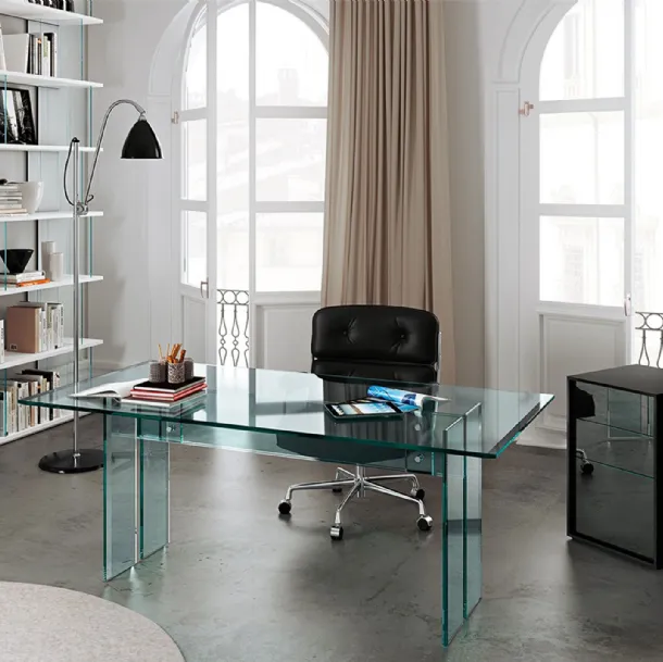 LLT Home transparent glass office desk by Fiam
