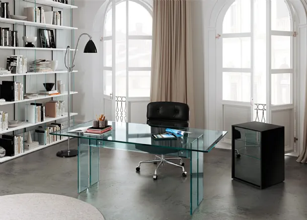 LLT Home transparent glass office desk by Fiam