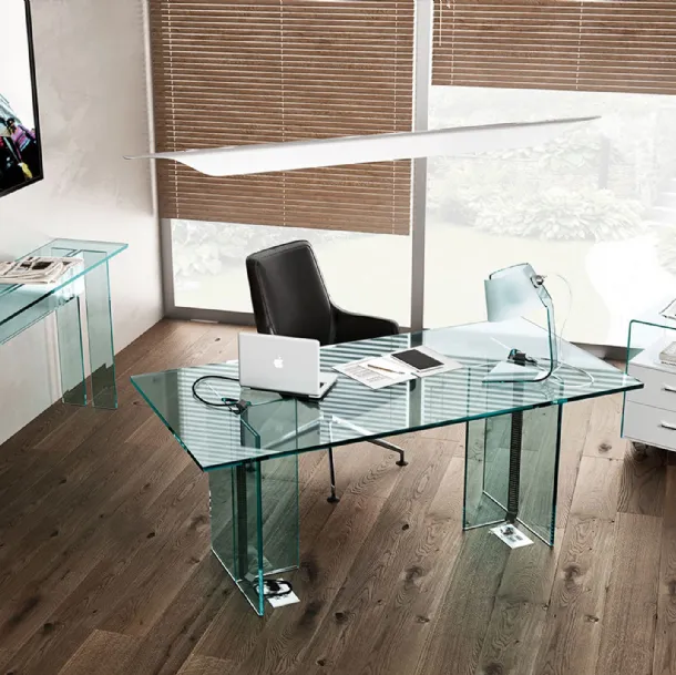 LLT Ofx Executive Glass Desk by Fiam