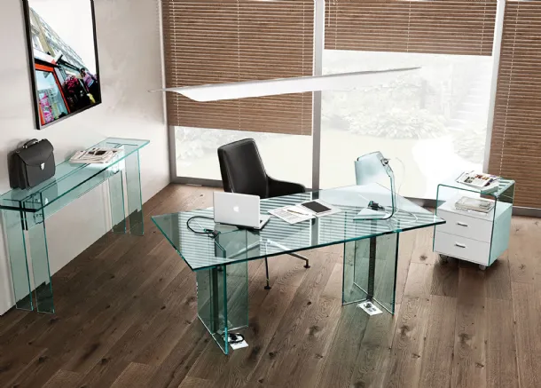 LLT Ofx Executive Glass Desk by Fiam