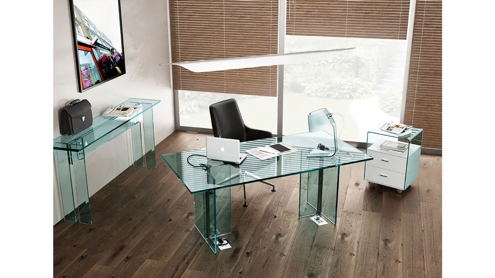 LLT Ofx Executive Glass Desk by Fiam