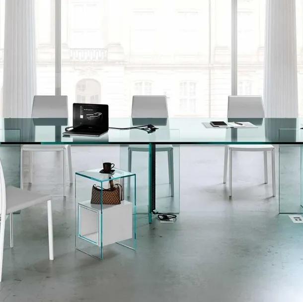 LLT Ofx Meeting transparent glass conference table by Fiam