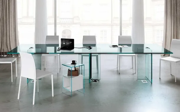 LLT Ofx Meeting transparent glass conference table by Fiam