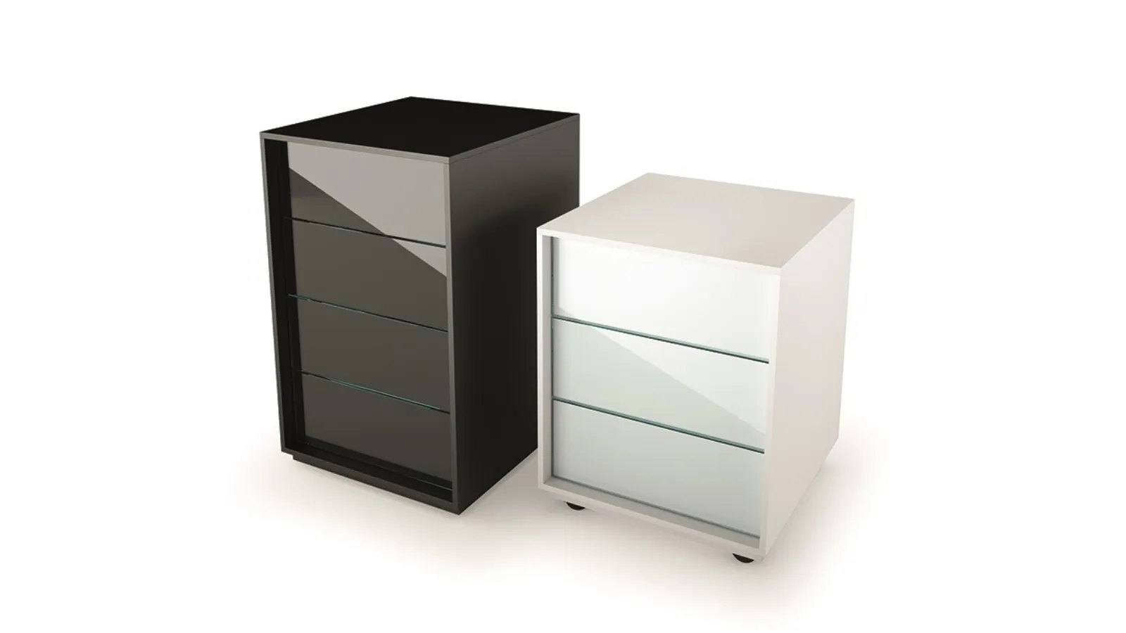 Office Drawer Unit with Glass Fronts Luminare by Fiam