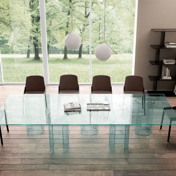 Luxor Glass Conference Table by Fiam