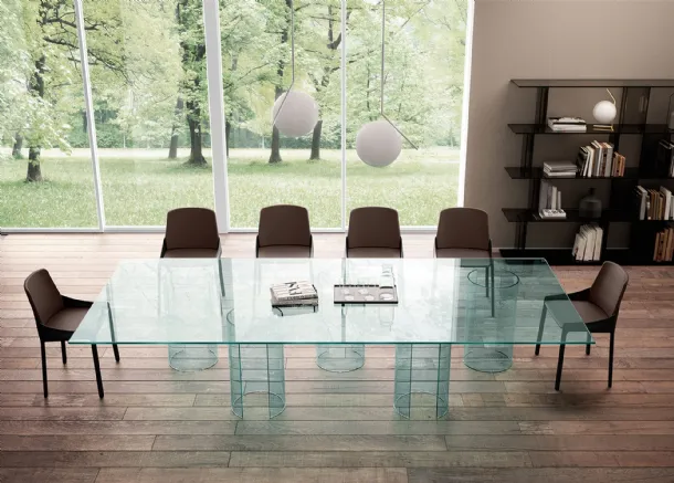 Luxor Glass Conference Table by Fiam
