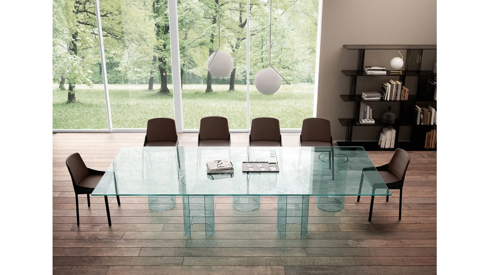 Luxor Glass Conference Table by Fiam