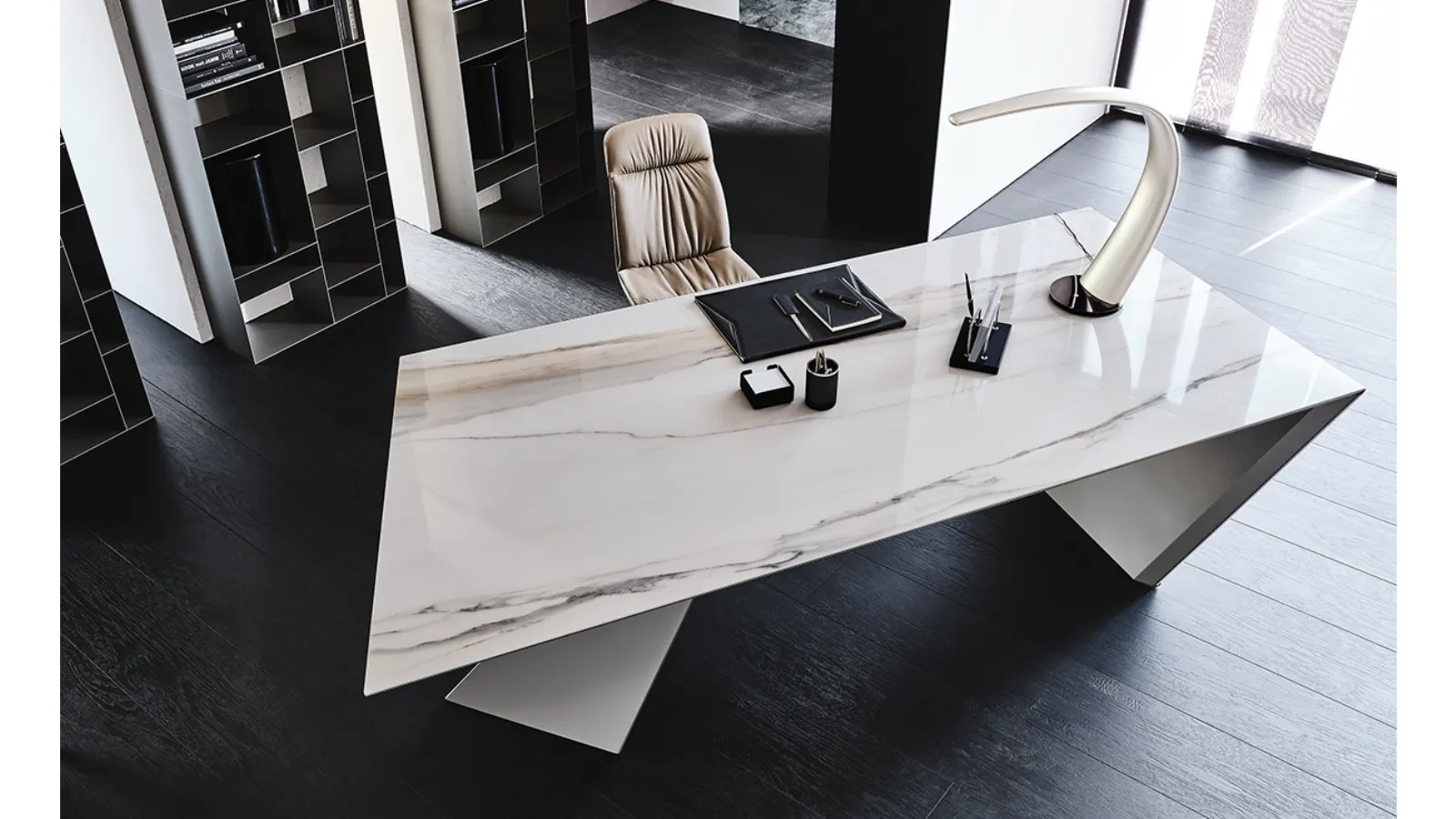 Executive desk in ceramic Nasdaq Keramik by Cattelan Italia