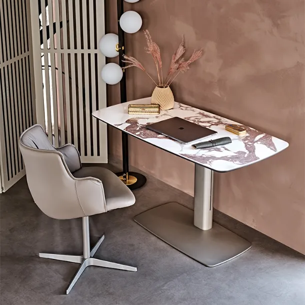 Operative Desk in Ceramic and Metal Runner Keramik by Cattelan Italia