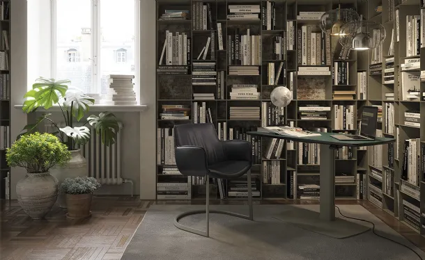 Leather and Metal Runner Leather Desk by Cattelan Italia