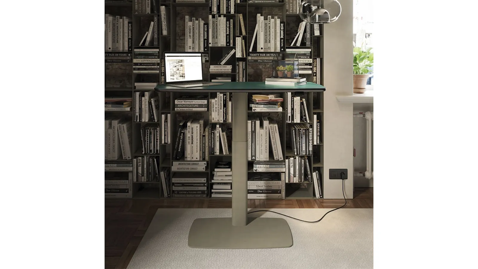 Leather and Metal Runner Leather Desk by Cattelan Italia