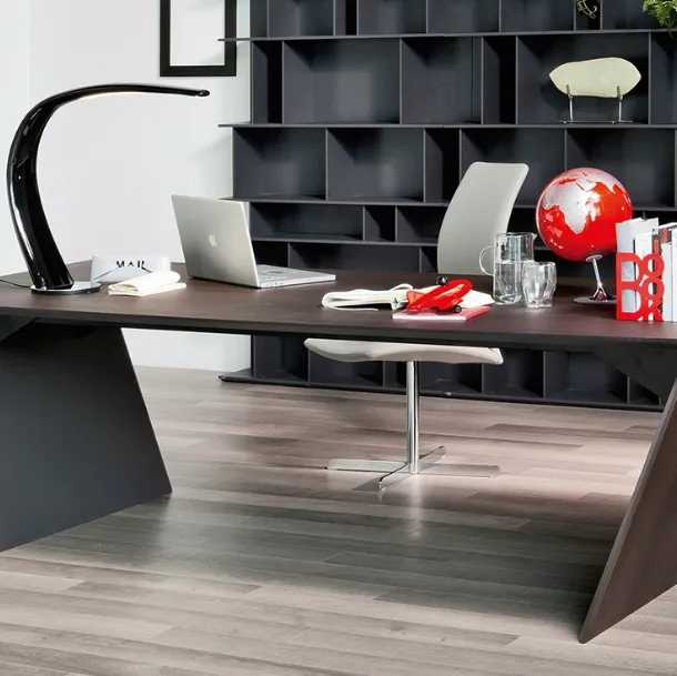 Vega Executive Desk in steel with Cattelan Italia wood finish