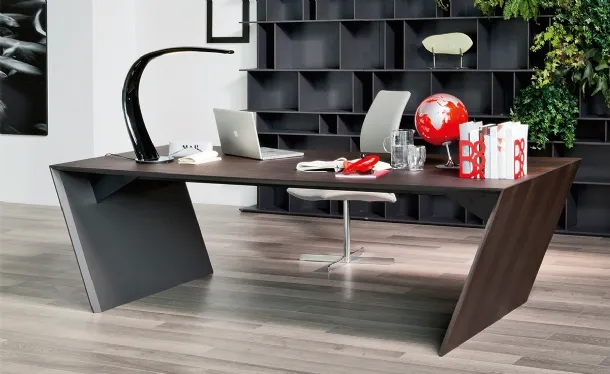 Vega Executive Desk in steel with Cattelan Italia wood finish