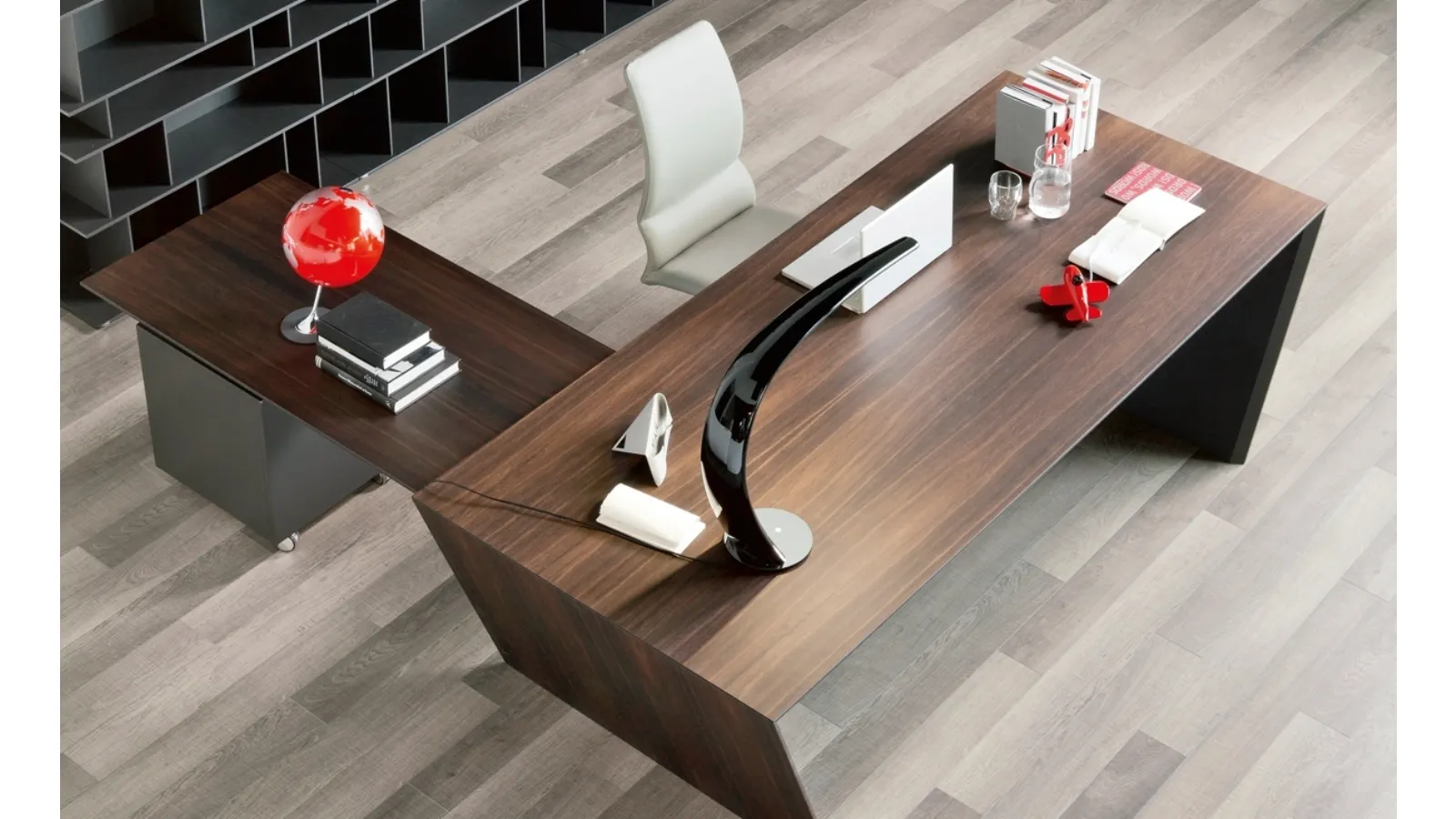 Vega Executive Desk in steel with Cattelan Italia wood finish