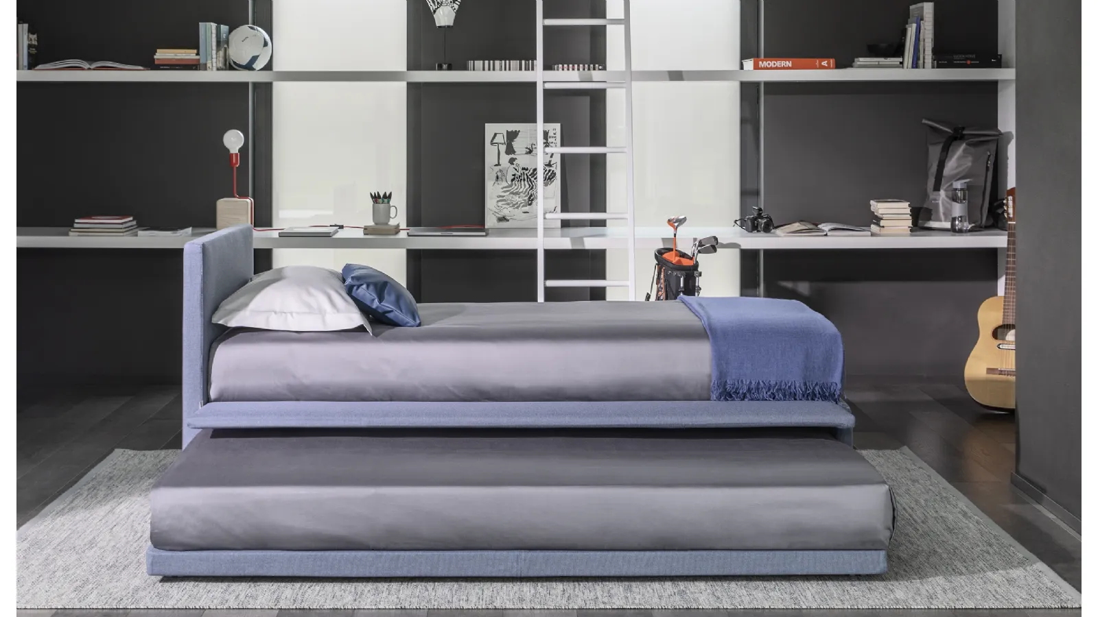 Single bed with pull-out bed Biss by Flou