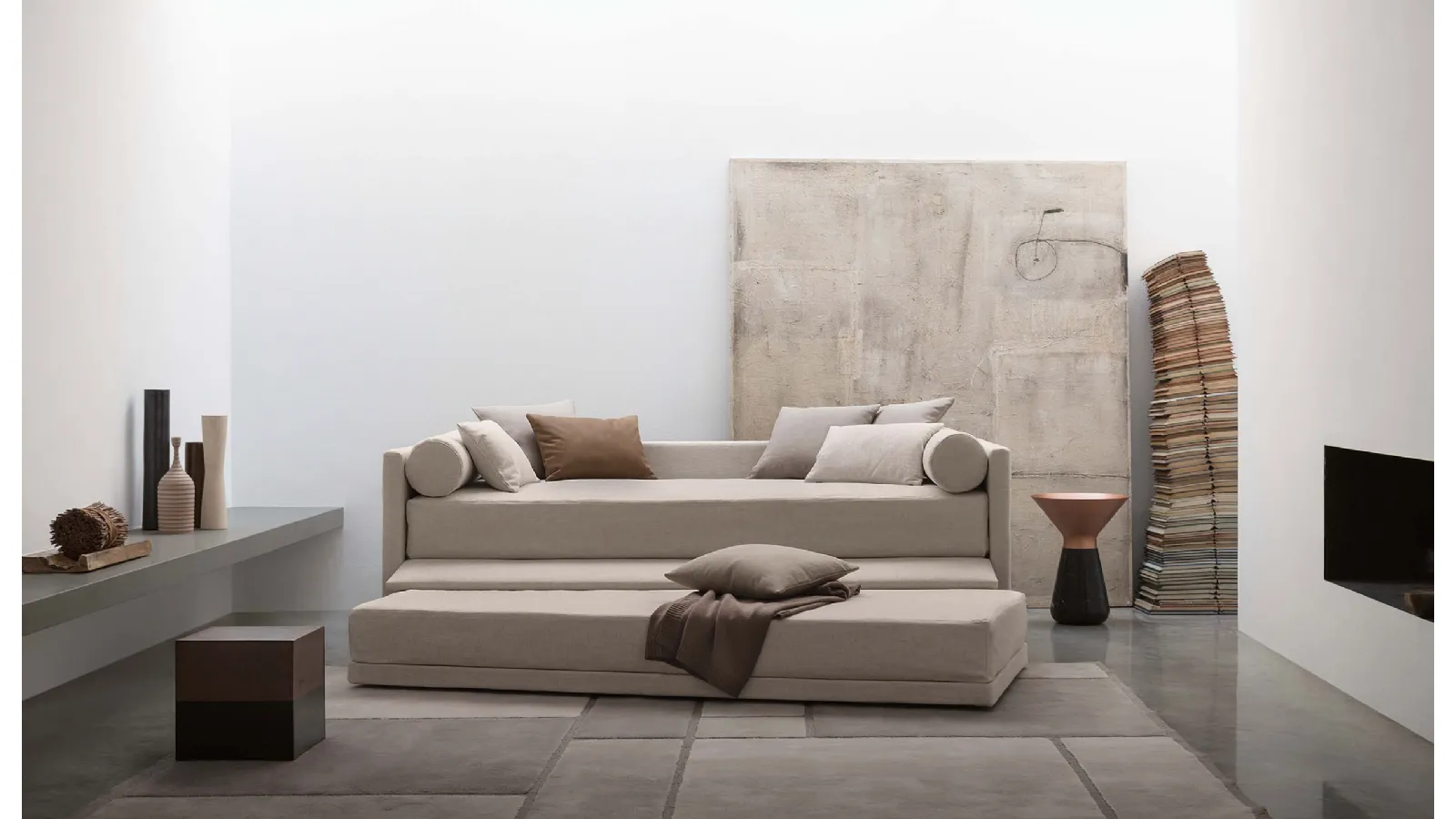 Single bed with pull-out bed Biss by Flou