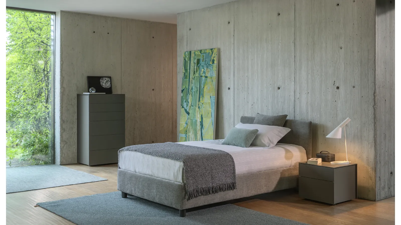 Single bed in Notturno 2 fabric by Flou