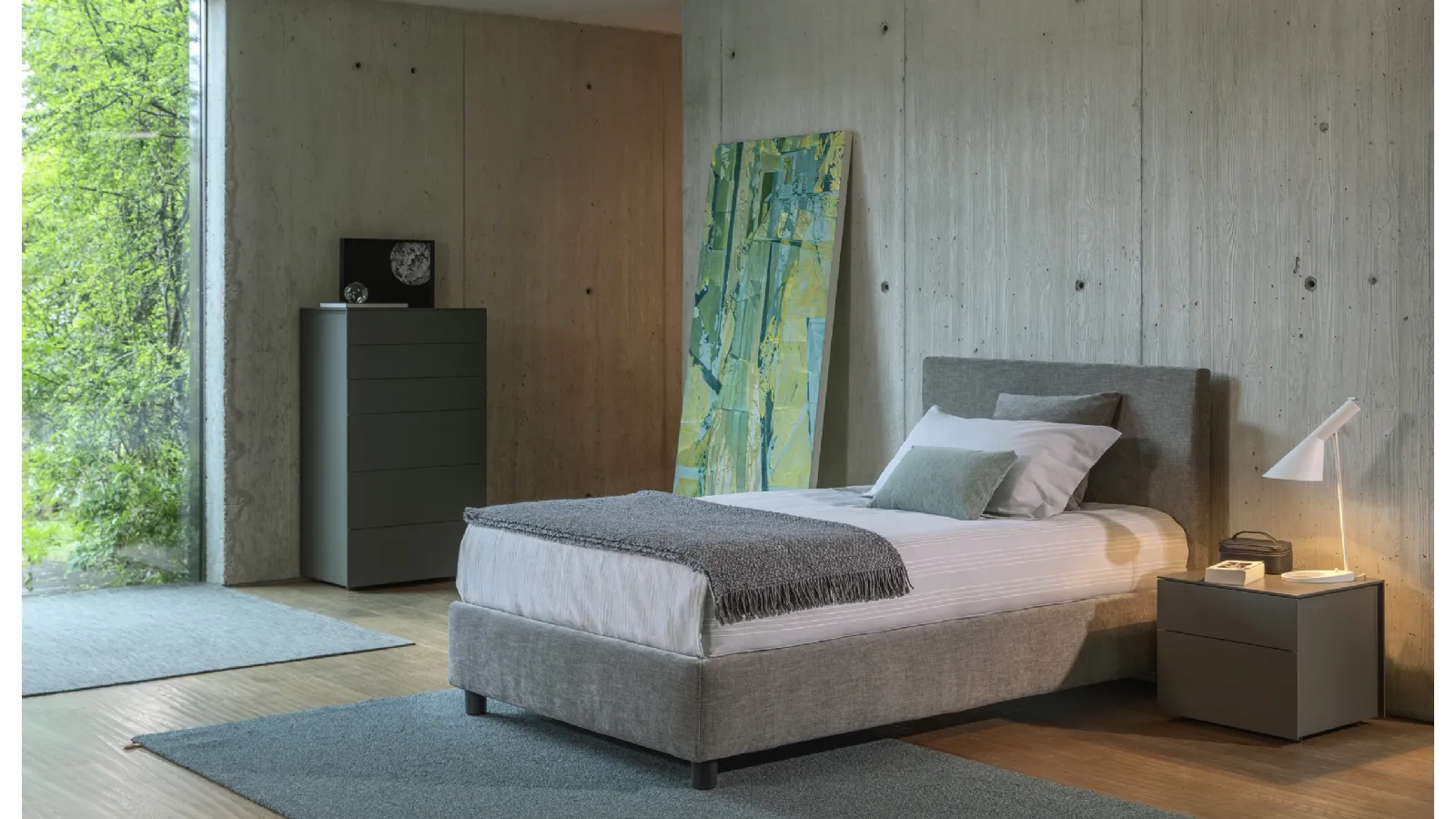 Single bed in Notturno 2 fabric by Flou
