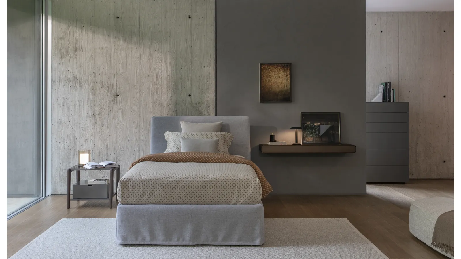 Single bed with storage container Shabby Chic by Flou