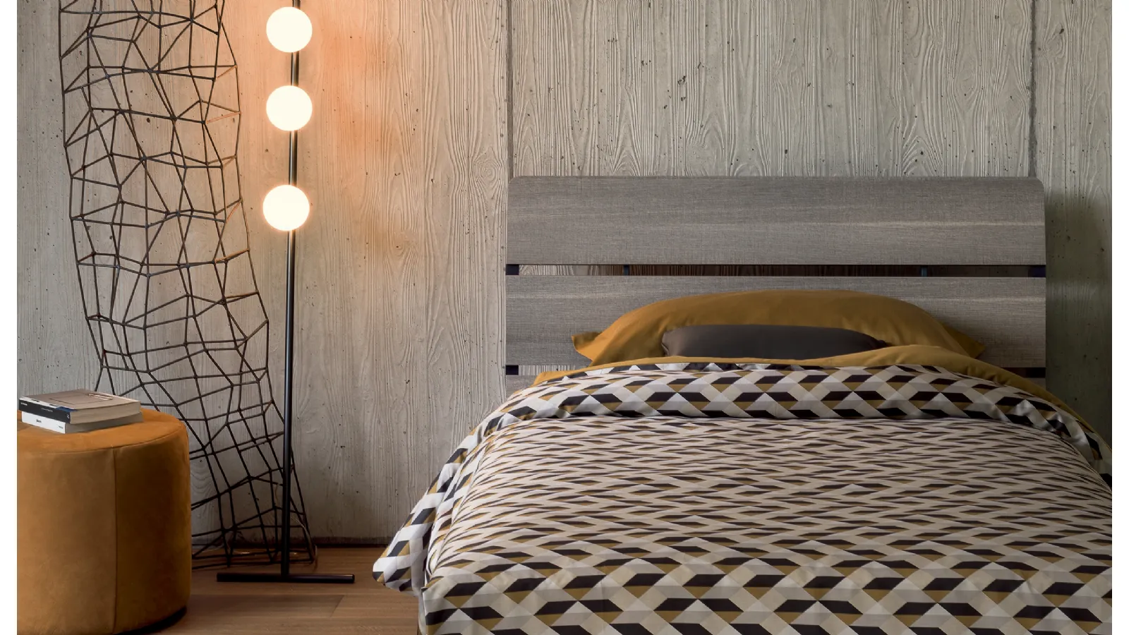 Single wooden bed Tadao by Flou