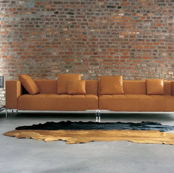 Alfa leather linear sofa by Zanotta