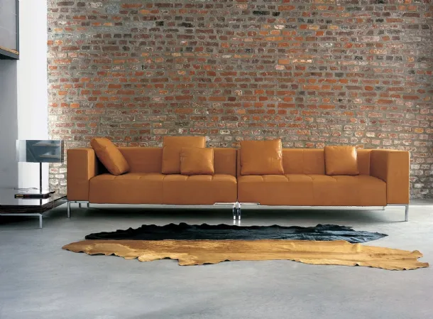 Alfa leather linear sofa by Zanotta