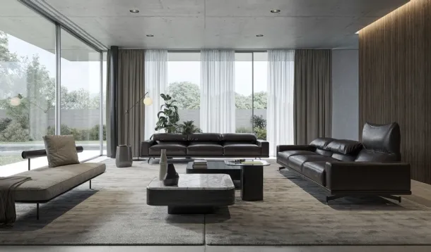 Linear leather sofa Altopiano by Vibieffe