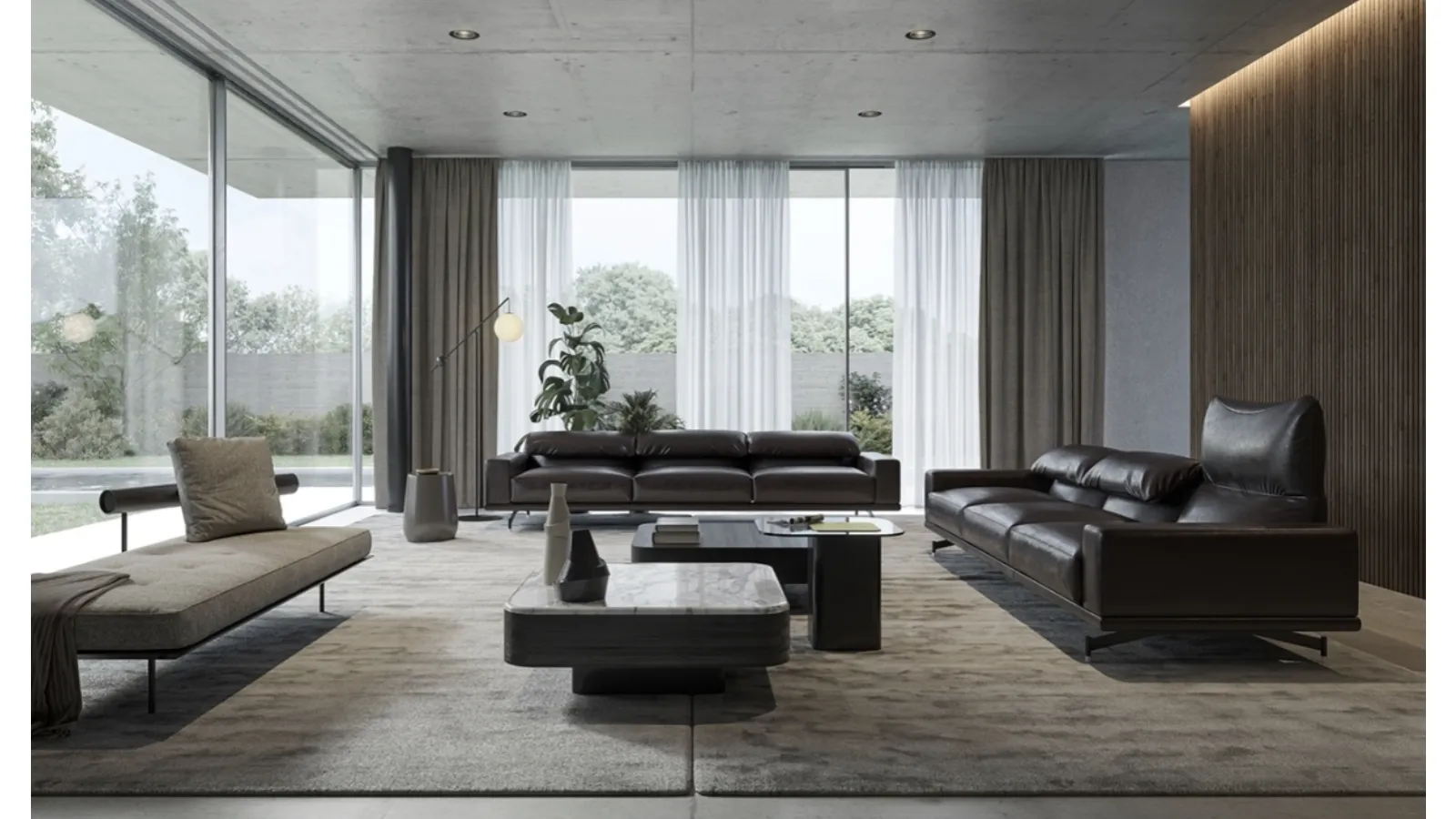 Linear leather sofa Altopiano by Vibieffe