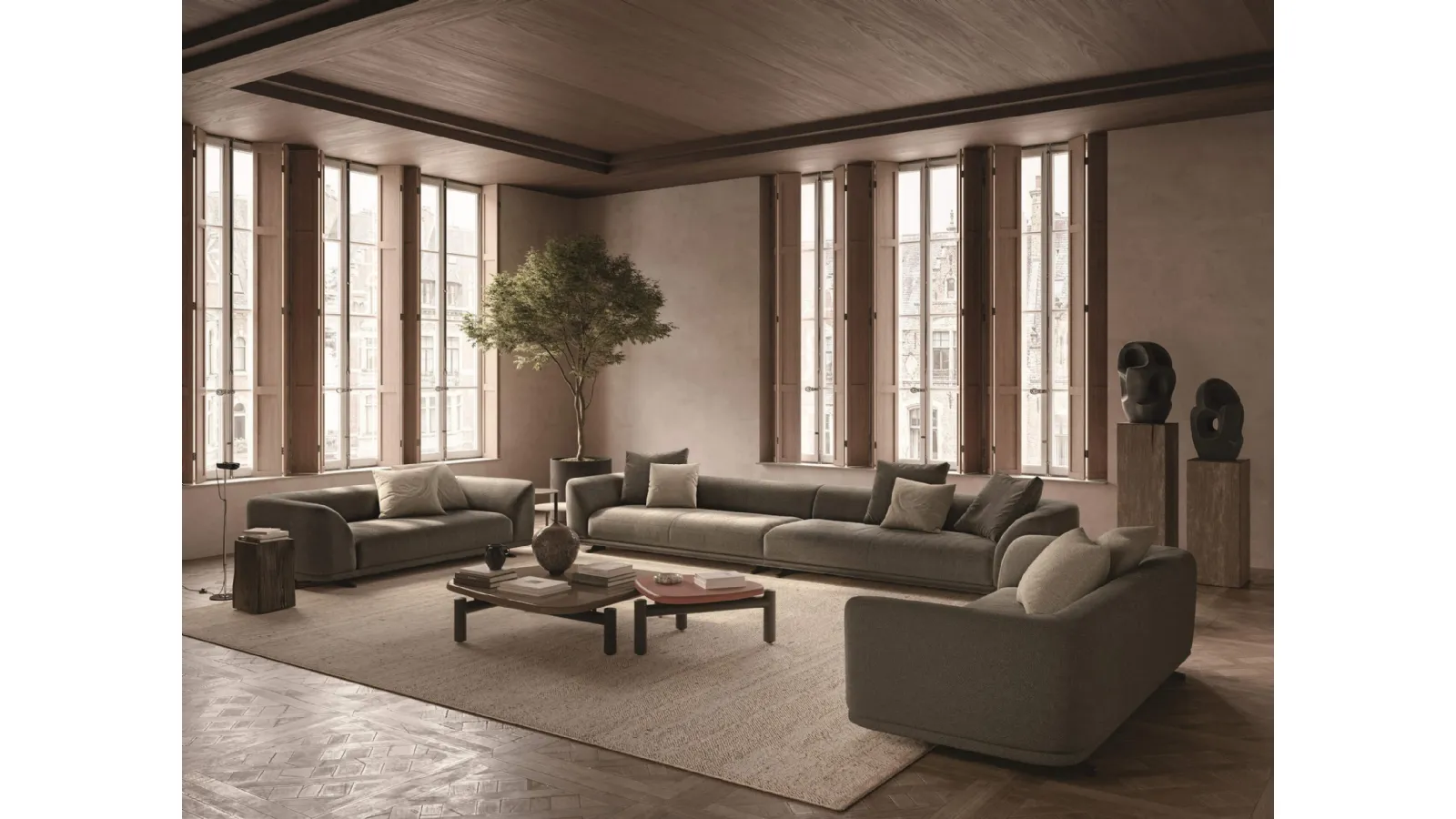 Upholstered fabric lounge Aurel by Lema