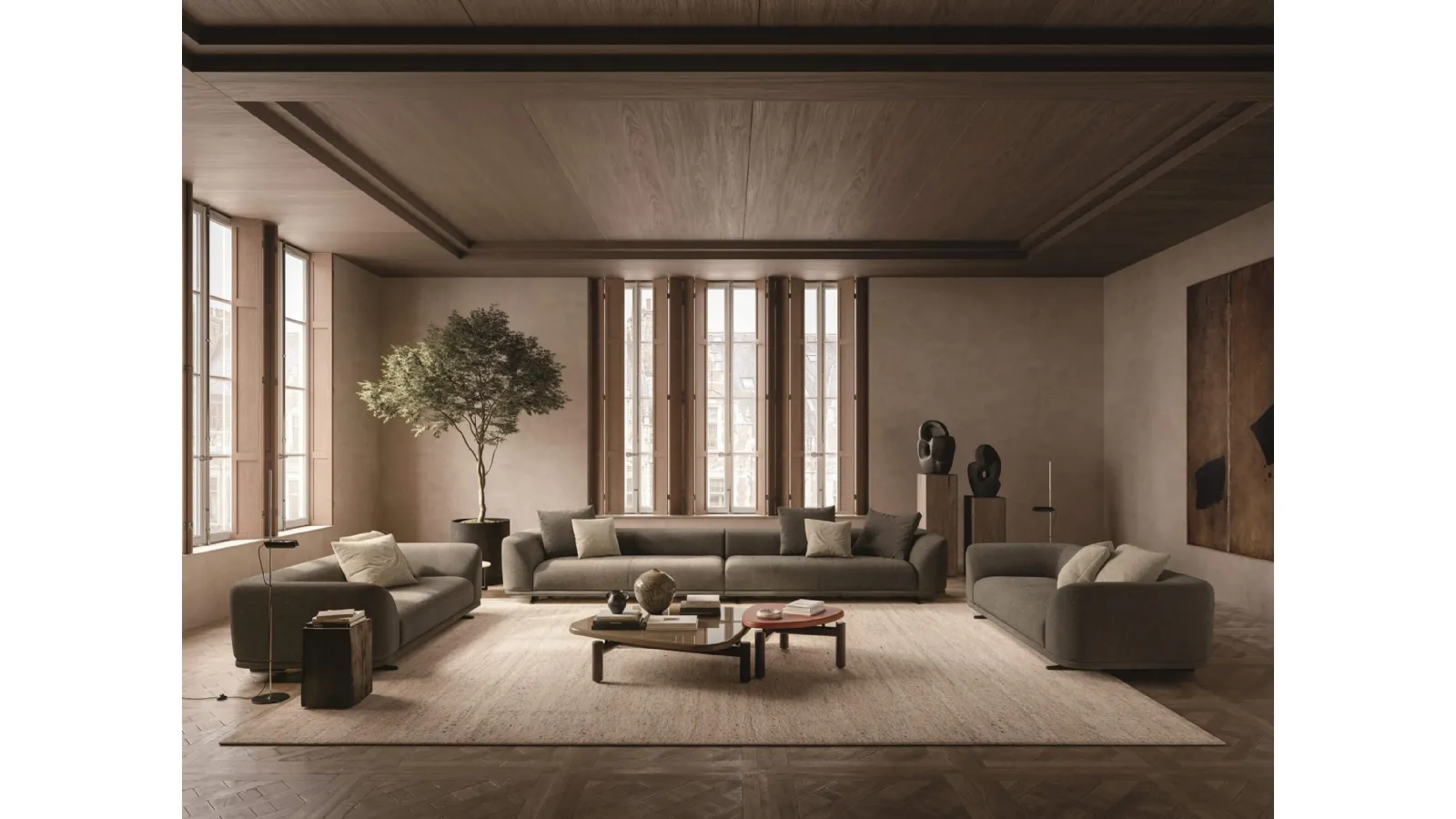 Aurel upholstered fabric sofa by Lema