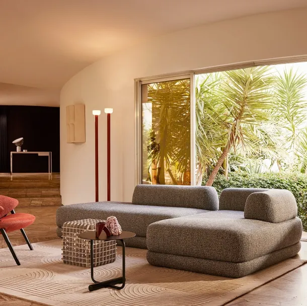 Zanotta Bumper fabric design sofa with chaise lounge